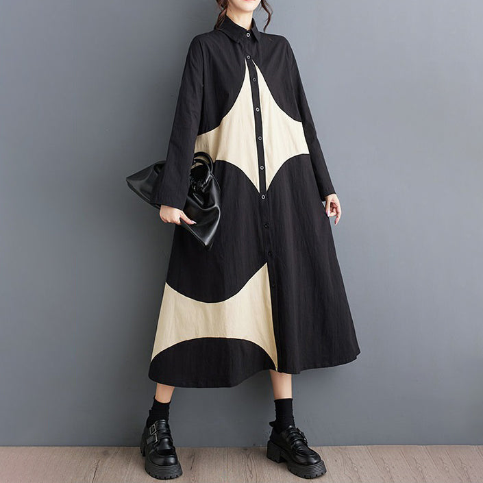 【ワンピース】大きいサイズ花柄シャツワンピース レディース 秋新作 長袖 襟付き 前開き ゆったり 体型カバー【SHシリーズ】