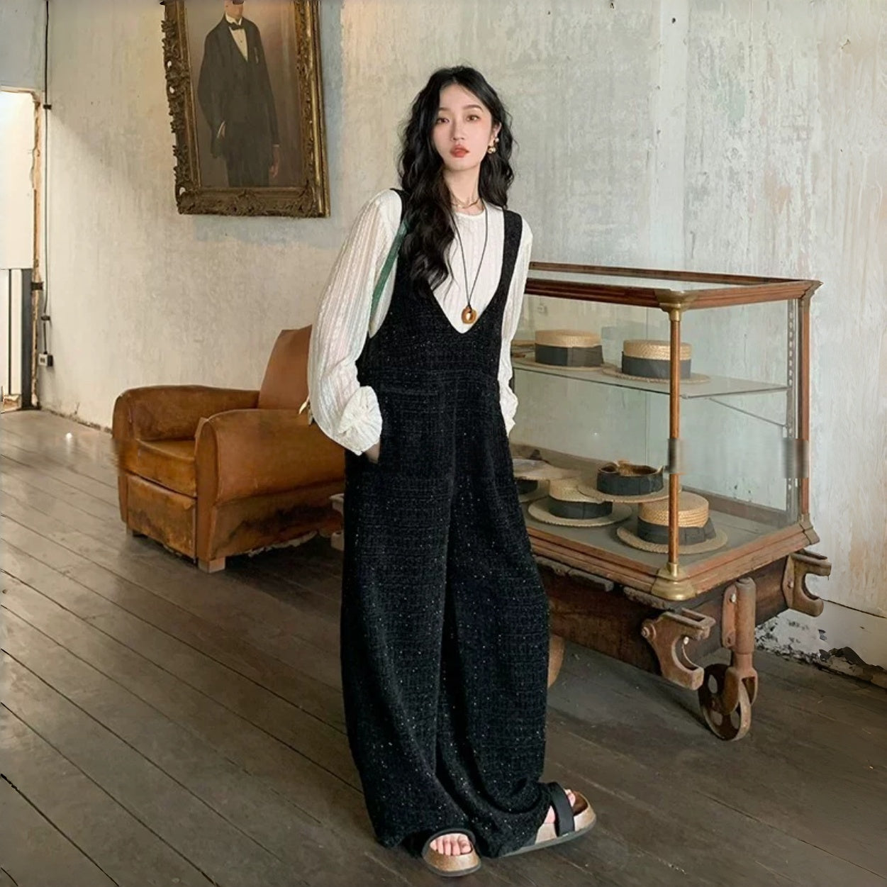 【ボトムス】おしゃれ レトロ シャネル風 合わせやすい ゆったり カジュアル オールインワン【JZシリーズ】