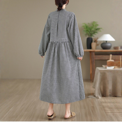 【ワンピース】ひざ下丈 ミモレ丈  レトロ ウエストシェイプ 長袖 ワンピース 【JZシリーズ】