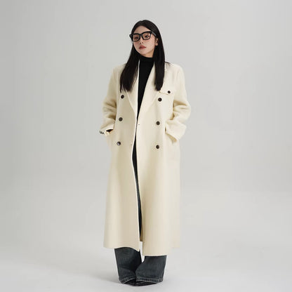 【アウター】上質 ウール100% ダブルフェイス コート レディース ロング丈 秋冬 高級感【JZシリーズ】