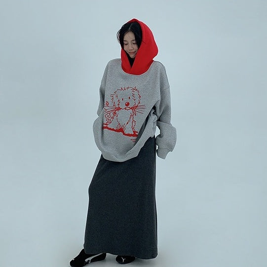 【トップス】裏起毛 春 秋 冬 カートゥーン レトロ フード付き パーカー 【FCシリーズ】