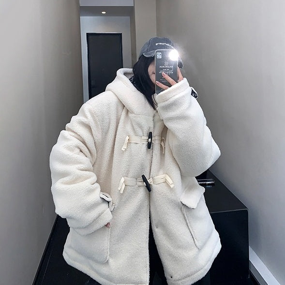 【アウター】春 秋 冬 レトロ ボア素材 厚手 あったか フード付き中綿ジャケット 【FCシリーズ】