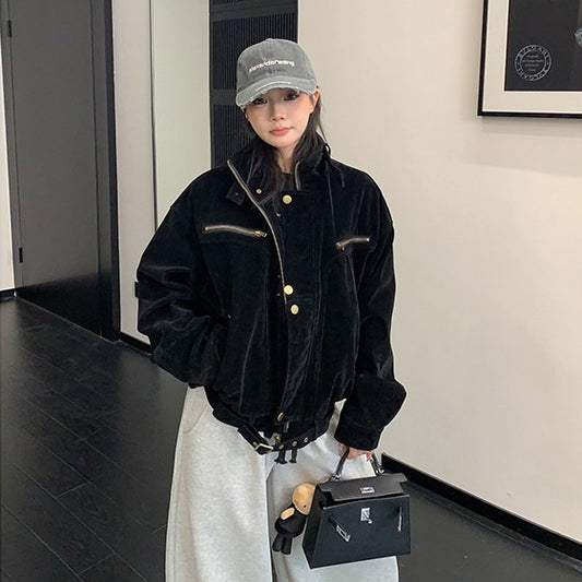 【アウター】アメリカン ショート丈 スタンドカラー ジャケット【FCシリーズ】