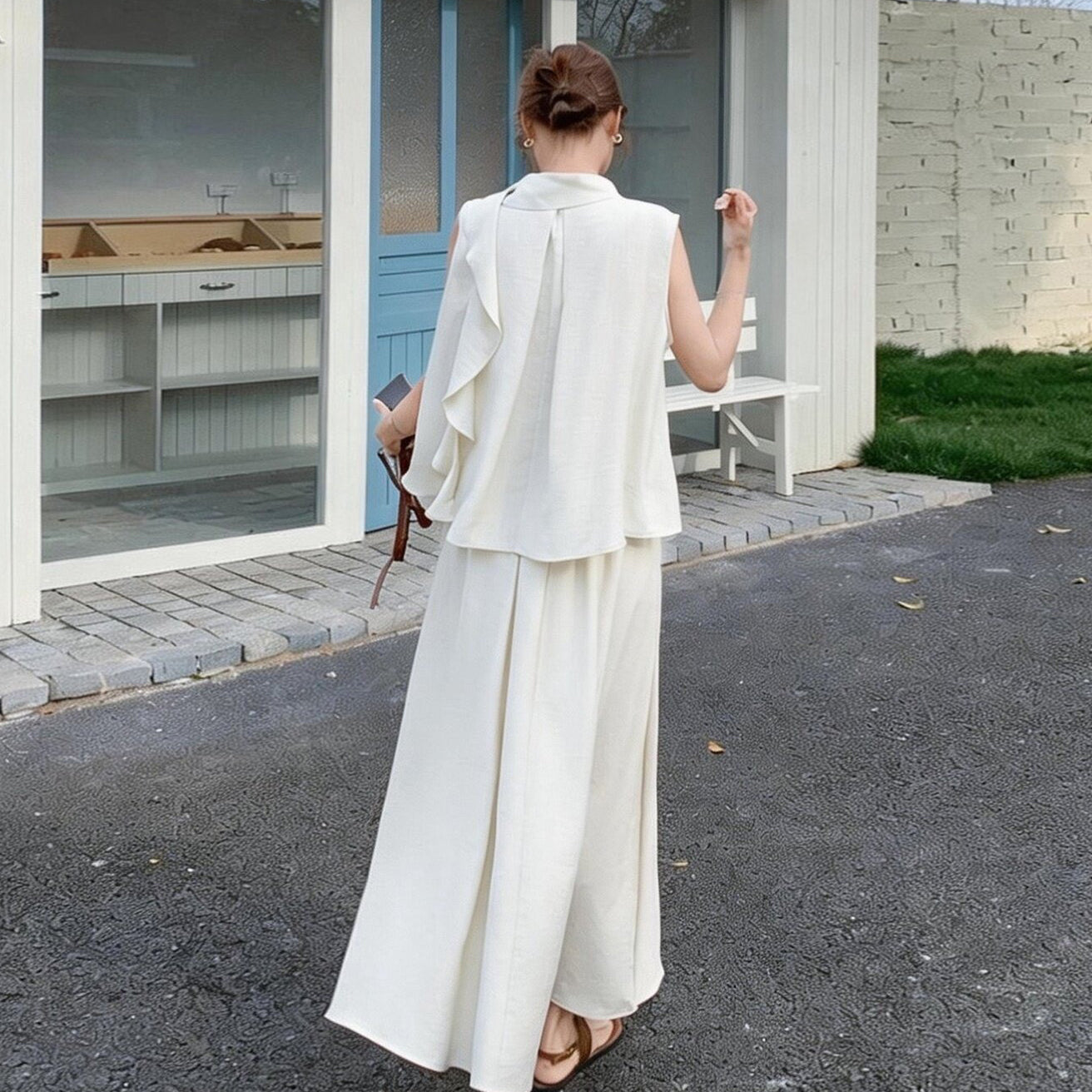 2点セット！【セットアップ】フレンチ風 リゾート ブラウス＋スカート レディース 夏 上下セット ゆったり リラックス感 大人フェミニン【JZシリーズ】