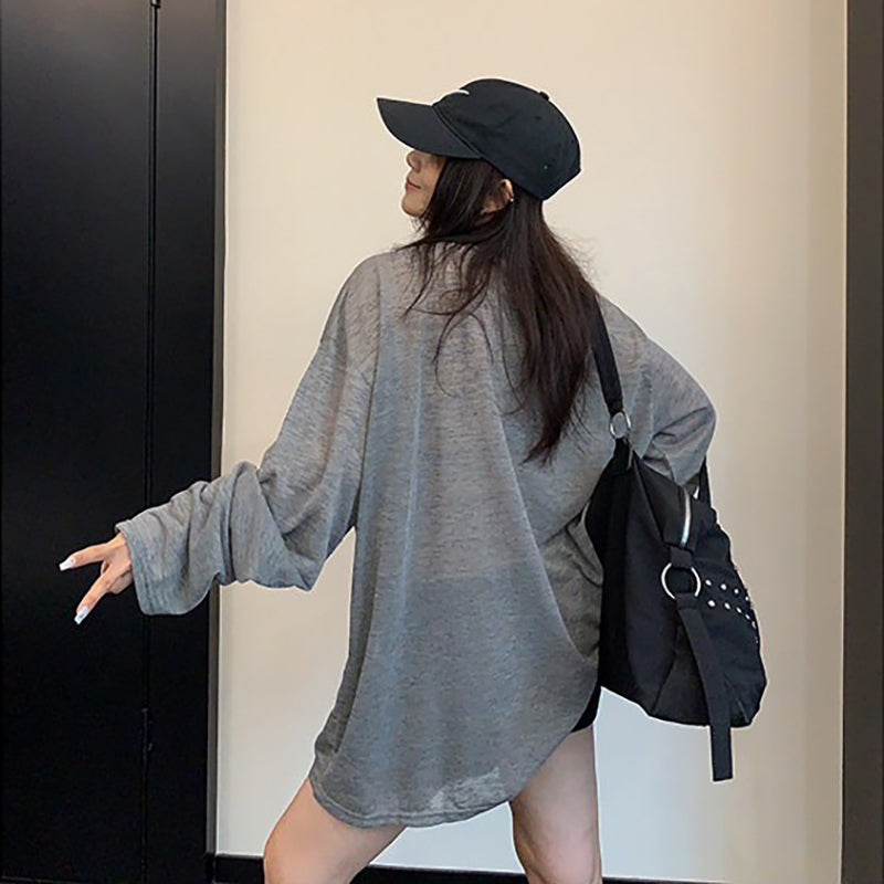 【トップス】韓国風 プリントロンT レディース 春夏 オーバーサイズ 長袖Tシャツ ナチュラルコーデ【FCシリーズ】