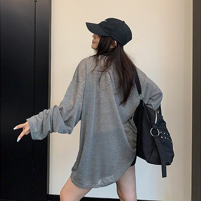 【トップス】韓国風 プリントロンT レディース 春夏 オーバーサイズ 長袖Tシャツ ナチュラルコーデ【FCシリーズ】