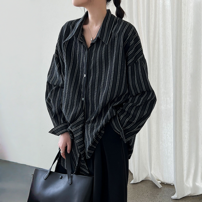 【トップス】春 秋 冬 ストライプ ウエストリボン シャツ 【JZシリーズ】