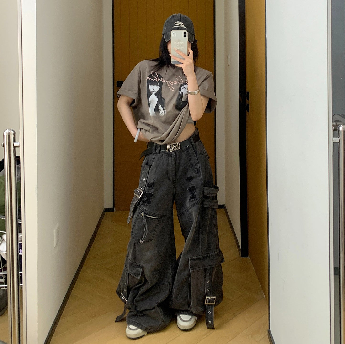 [下裝] 優雅的輪廓和奢華的感覺。夏季新品。水洗牛仔寬褲。 [FC系列] 