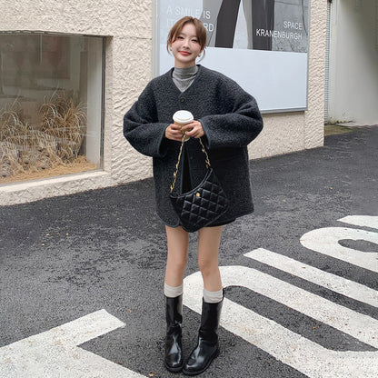 【アウター】🌟上品グレー×シンプル高級感！小柄もOK ブーツコーデにぴったり レディース 秋冬 韓国風 ゆったり厚手 コート【JZシリーズ】