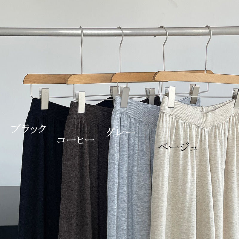 【ボトムス】ウール ゆったり細見えニットワイドパンツ レディース リラックス感たっぷり ロングパンツ【JZシリーズ】