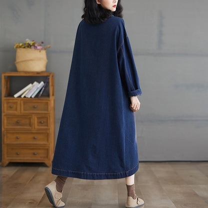 【ワンピース】春 秋 冬 ヴィンテージ風 カーディガン ウォッシュデニム 長袖 ワンピース 【SHシリーズ】