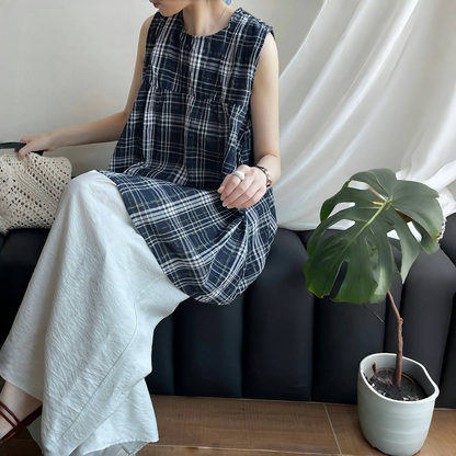 【トップス】夏 バイカラー チェック柄 ベビードールトップス ブラウス 【JZシリーズ】