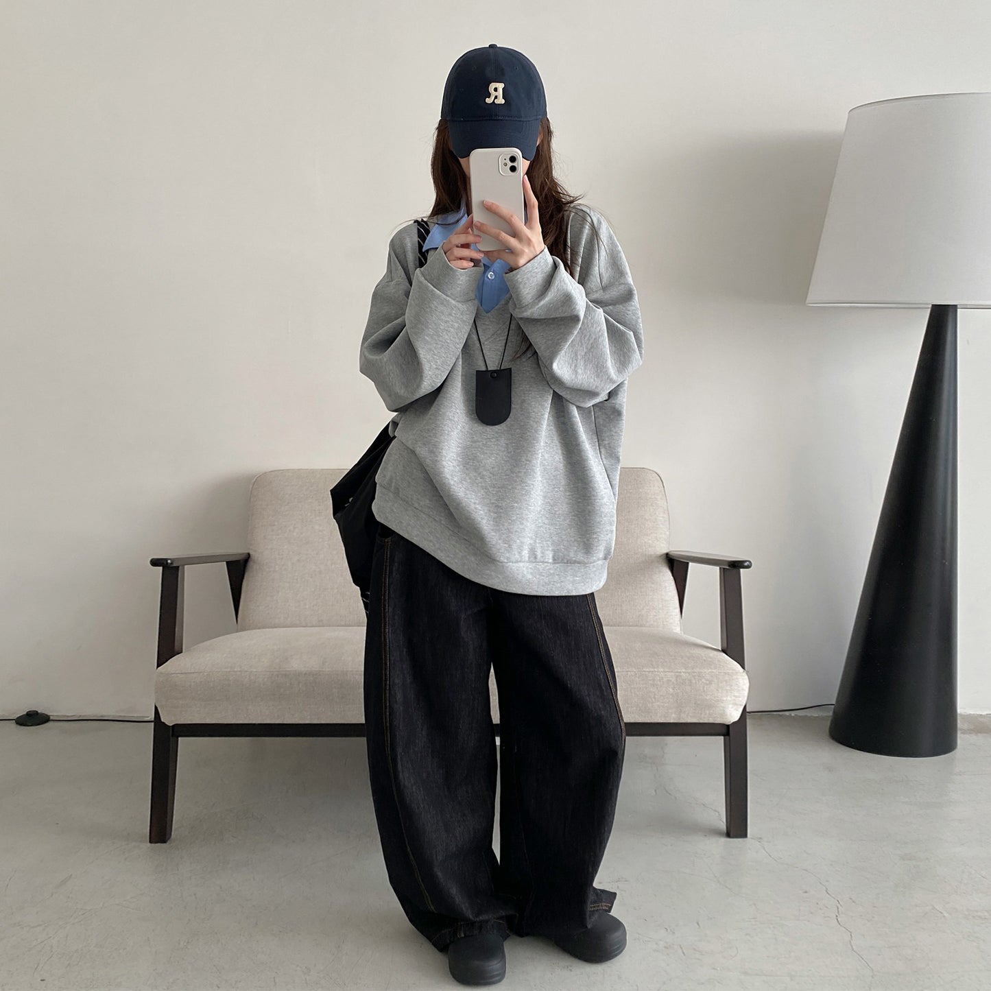 【トップス】レイヤード風 配色切り替え プルオーバースウェット レディース ゆったり カジュアル 春秋 パーカー【FCシリーズ】