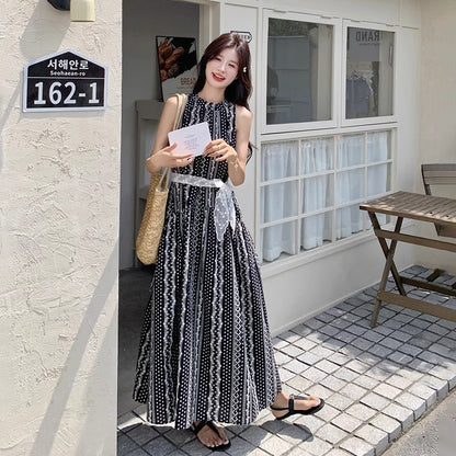 【ワンピース】フレンチ風 優美で個性的 刺繍入り オフショルダー ノースリーブワンピース【SHシリーズ】