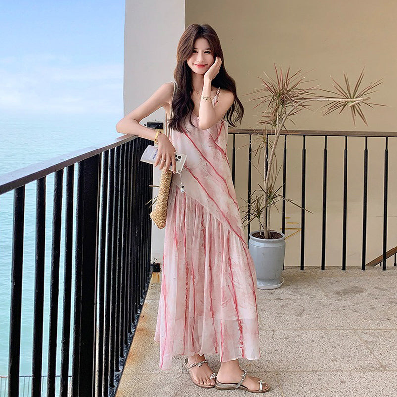 【ワンピース】フレンチ風 夏 エレガンス グラデーション ノースリーブキャミソールワンピース【SHシリーズ】