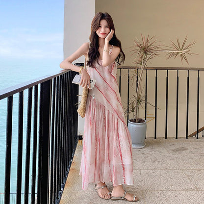 【ワンピース】フレンチ風 夏 エレガンス グラデーション ノースリーブキャミソールワンピース【SHシリーズ】