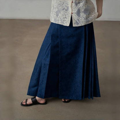 【ボトムス】夏 新中華風 ジャカード刺繍フラワー柄 馬面スカート 【SHシリーズ】