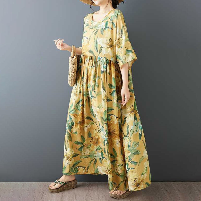 ⭐【ワンピース】大人可愛い ワンピース 半袖 プルオーバー 丸襟 新作 若見え 痩せ見え 大きいサイズ ロング丈 涼しい 快適 カジュアル 30代 40代 50代【SHシリーズ】