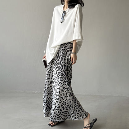 【ボトムス】夏新作 ハイウエスト 美脚効果 ヒョウ柄 スリット入り タイトスカート【JZシリーズ】【SHシリーズ】