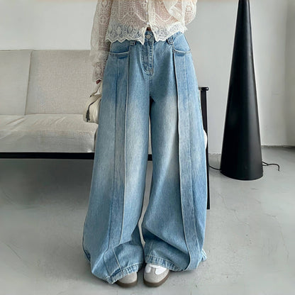 【ボトムス】春 秋 冬 夏 レトロ  ハイウエスト デニム パンツ 【FCシリーズ】