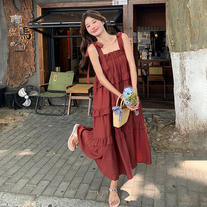 【ワンピース】フレンチレトロ 夏 気質おしゃれ ノースリーブキャミワンピース【JZシリーズ】