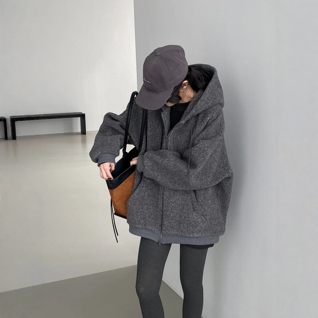 【アウター】オーバーサイズ 春 秋 冬 裏起毛 フード付き ジャケット 【JZシリーズ】