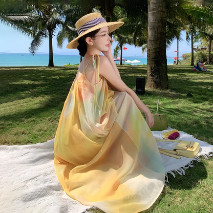 【ワンピース】グラデーションキャミソールワンピース レディース 夏 ロング丈 リラックスシルエット リゾート風【SHシリーズ】