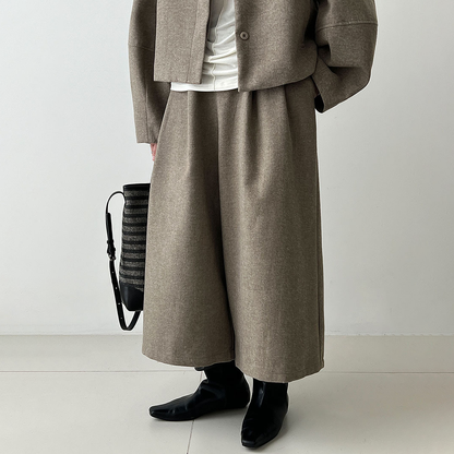 2点セット【セットアップ】秋新作 ウールジャケット＋ストレートパンツ 上下セット レディース 韓国風 レトロ 通勤コーデ【JZシリーズ】