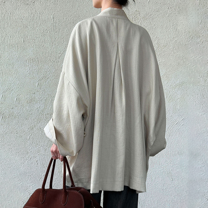 【アウター】ゆるシルエット 高級感 チャイナ風 ウエストリボン 無地 中長丈 トレンチコート【JZシリーズ】