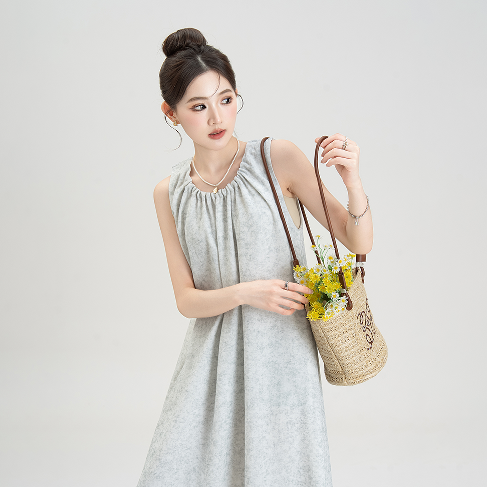 【ワンピース】ボヘミアン 夏新作 ゆったりスリム シェアードノースリーブタイダイワンピース【JZシリーズ】