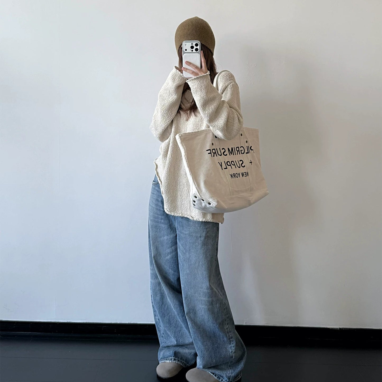 【ボトムス】ヴィンテージウォッシュデニム レディース バックウエスト調整 ワイドパンツ カジュアルジーンズ【FCシリーズ】