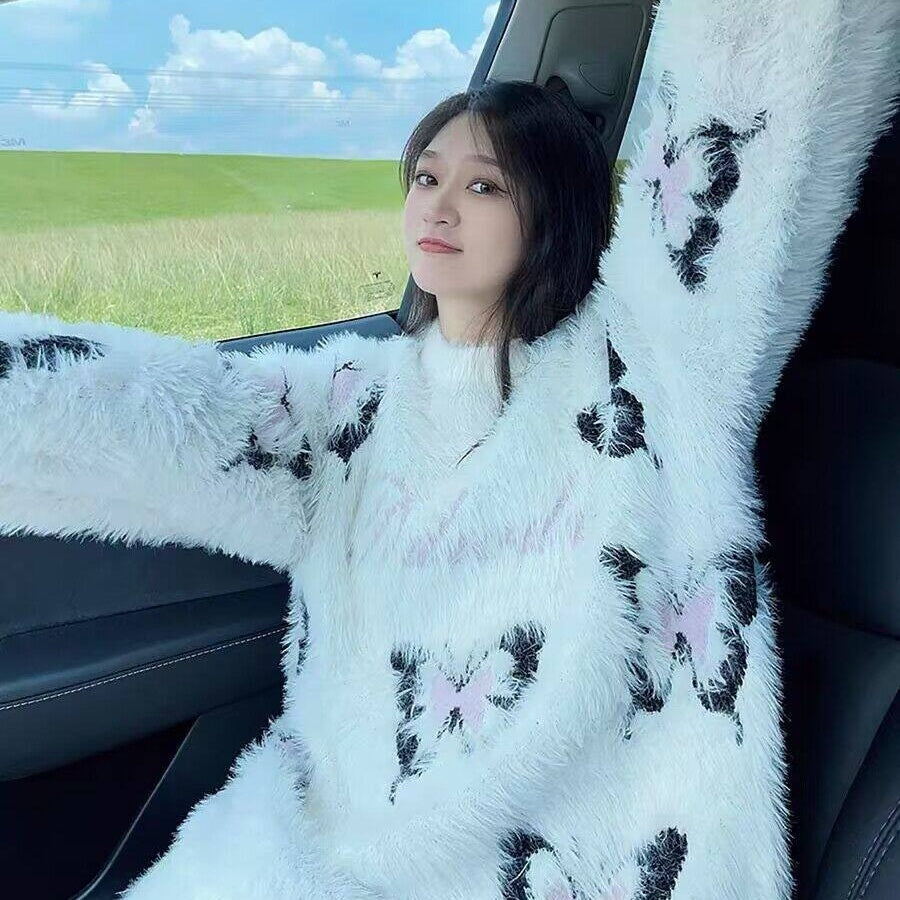 【トップス】アメリカンスタイル バタフライ ラウンドネック 合わせやすい ニットセーター【SHシリーズ】