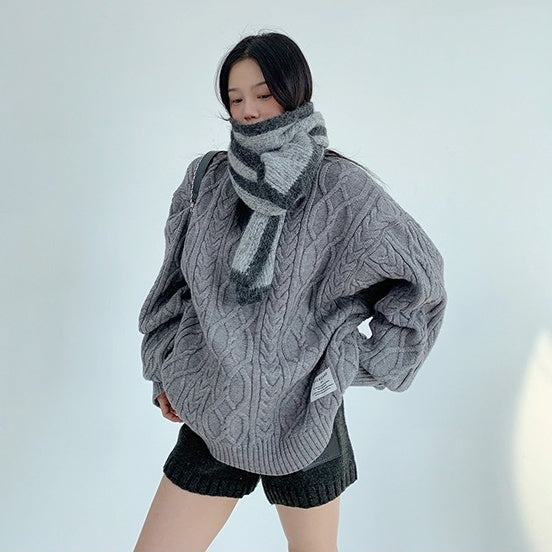 【トップス】春 秋 冬 オーバーシルエット 厚手 クルーネック ヘビーウェイト セーター 【FCシリーズ】