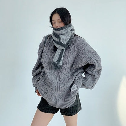 【トップス】春 秋 冬 オーバーシルエット 厚手 クルーネック ヘビーウェイト セーター 【FCシリーズ】