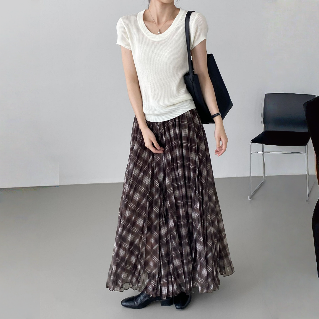 【ボトムス】春 秋 冬 夏 チェック柄 イレギュラー スカート 【SHシリーズ】