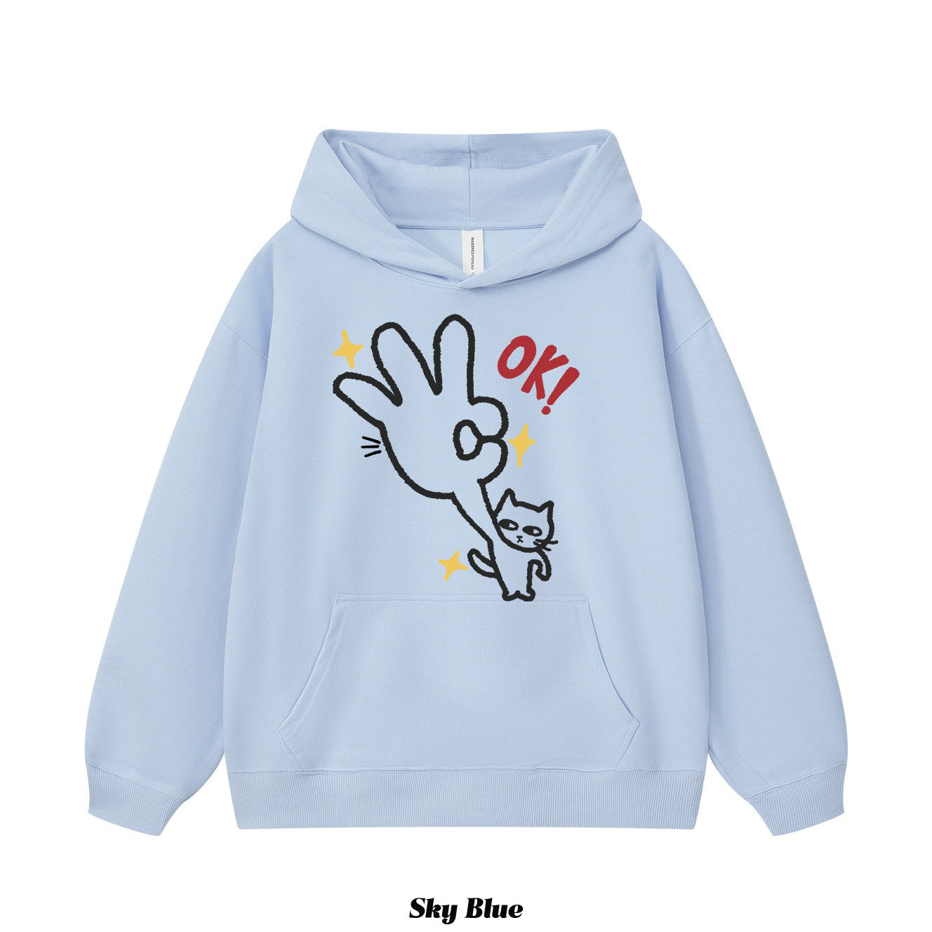 4カラー | S~3XL【トップス】ユニーク猫プリント 手描き風 フード付きスウェット 春秋 ペアOK ルーズ ユニセックス ルーズ パーカー【FCシリーズ】