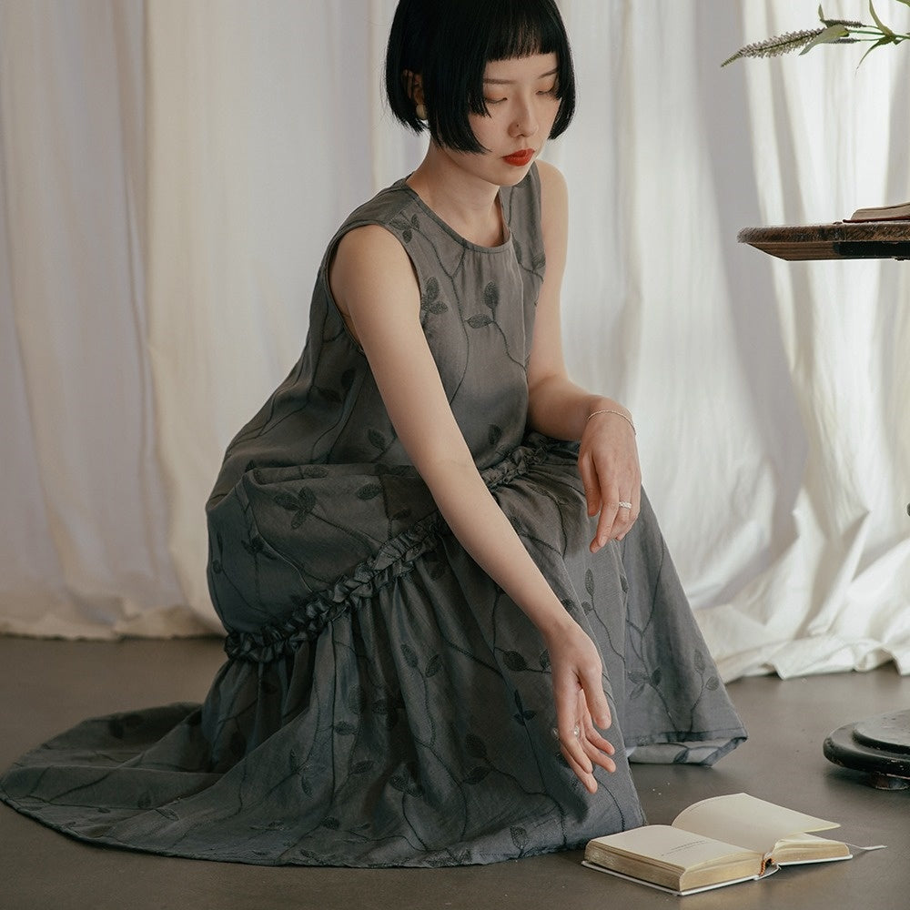 【ワンピース】夏 和風刺繍 ノースリーブワンピース 【SHシリーズ】