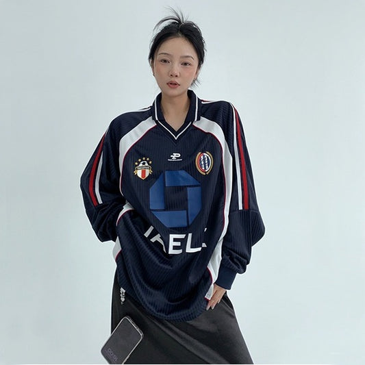 【トップス】春 秋 ユニフォーム風 リラックス感 長袖 Tシャツ 【FCシリーズ】