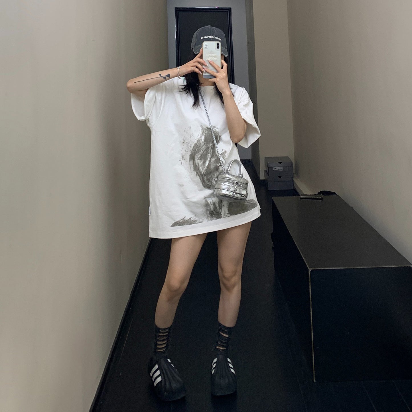 【トップス】アメリカンスタイル 高級感 スケッチ風人物プリント コットン100% 半袖Tシャツ【FCシリーズ】