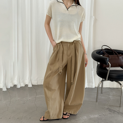 【トップス】襟付きTシャツ レディース 春新作 韓国風 ゆったり カジュアル 半袖 デザインTシャツ【JZシリーズ】