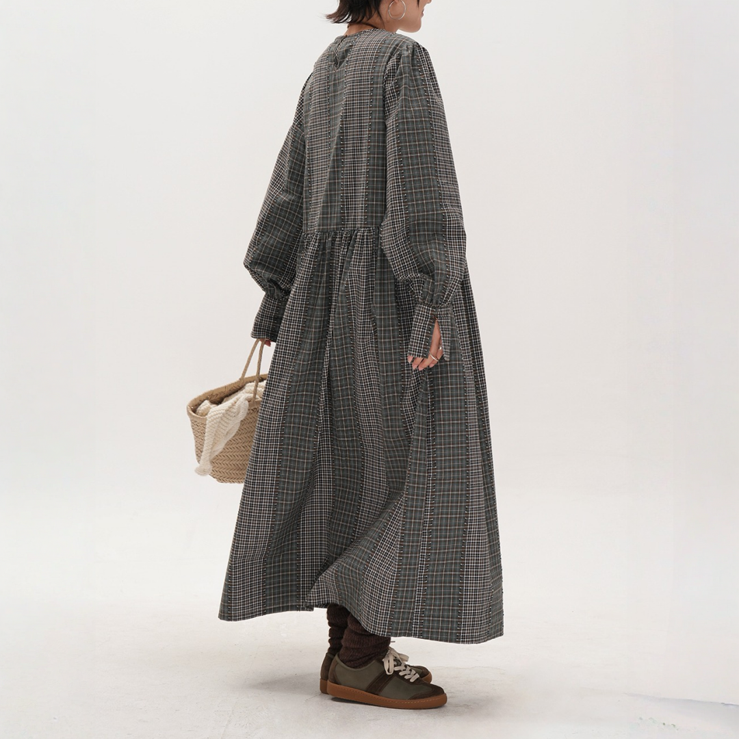 ワンピース】春 秋 冬 小花柄 通勤用 レトロ風 ロングワンピース