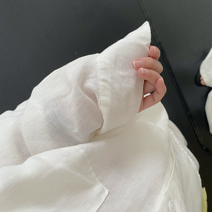 【セットアップ】【単品注文】リネンシャツ + パンツ 上下セット 春夏 ゆったり ルーズフィット レトロ カジュアル きれいめ リラックスコーデ【FCシリーズ】