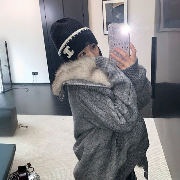 【アウター】ラフ感 リラックス感 ボア 厚手 ニット ジャケット 【FCシリーズ】