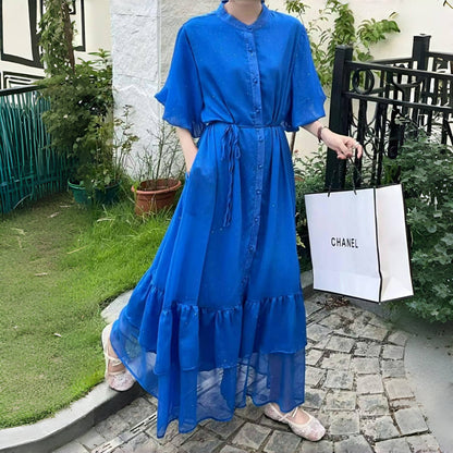 全10色【ワンピース】高品質＆体型カバー◎ ゆったりシルエット 半袖ワンピース 大きいサイズ レディース