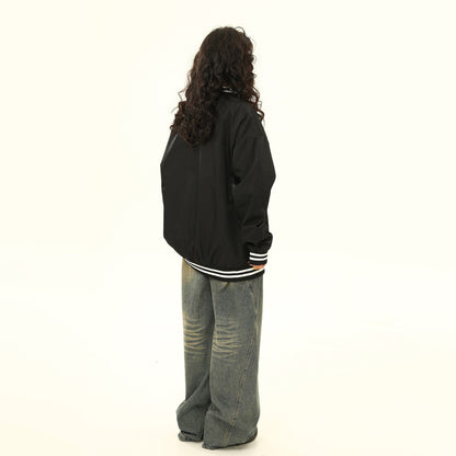 【トップス】春秋 美式ヴィンテージVネックパーカー 男女兼用 刺繍ロゴ入りカジュアルスウェットシャツ【FCシリーズ】