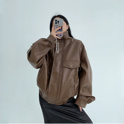 【アウター】春 秋 冬 アメリカン バーンスタイル バーンスタイル PU レザー ジャケット 【FCシリーズ】