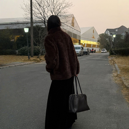 【アウター】フェイクファー レザー×ファー一体型 春 秋 冬 厚手 もこもこ コート 【JZシリーズ】