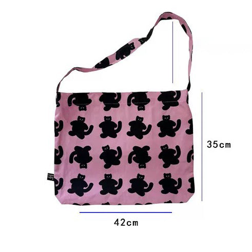 【バッグ】キャンバストートバッグ ピンクキャット ショルダー ハンド 斜め掛け
