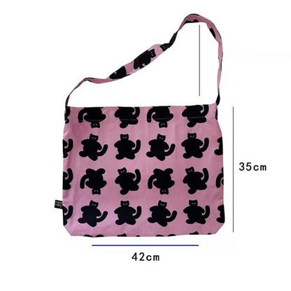 【バッグ】キャンバストートバッグ ピンクキャット ショルダー ハンド 斜め掛け