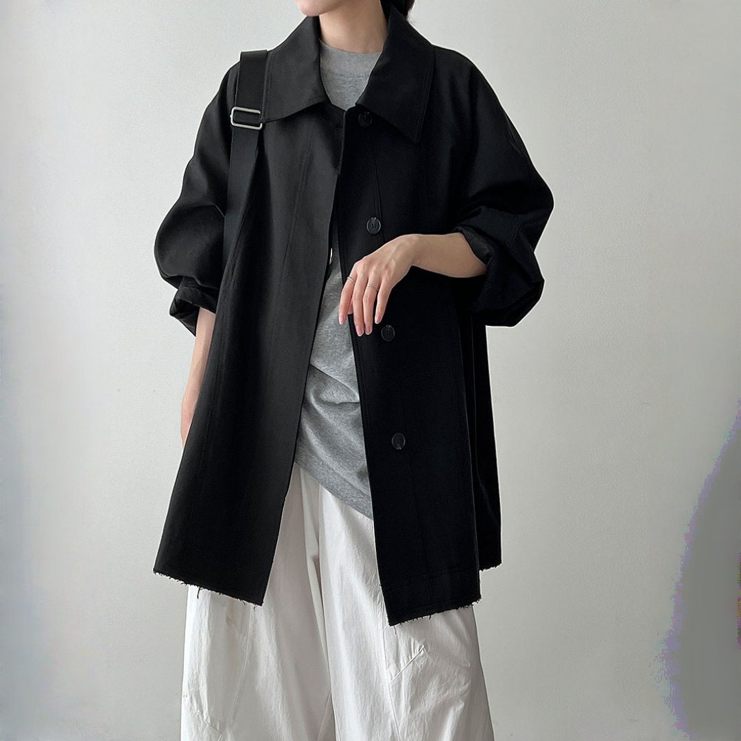 【アウター】春 秋 冬 レトロ カジュアル ダブルフロント 前立て 小柄向け トレンチコート 【SNシリーズ】